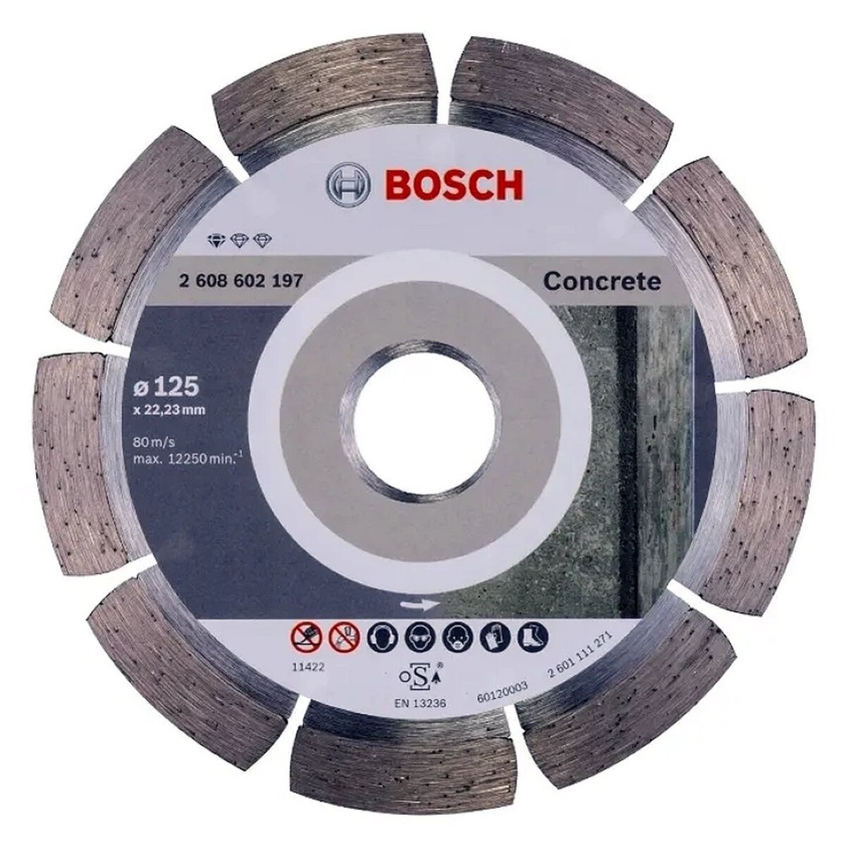 Круг алмазный сегментированный Bosch Prof Concrete 125х22,23мм (240) — Фото 1